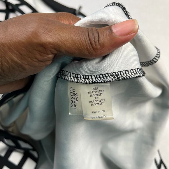 Calvin Klein XL Black White Checkered Pencil Skirt Work Office Zip Knee Length - Picture 9 of 11